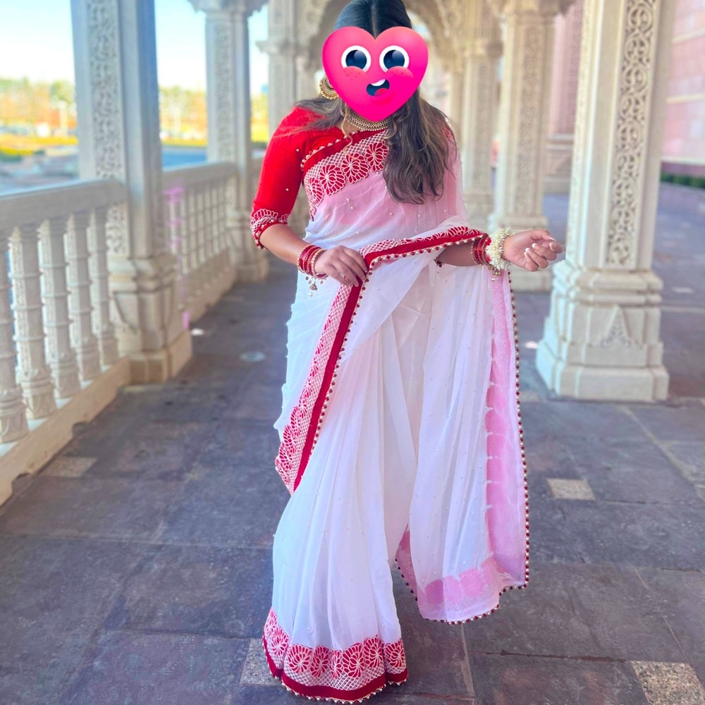 Indian Saree red and white